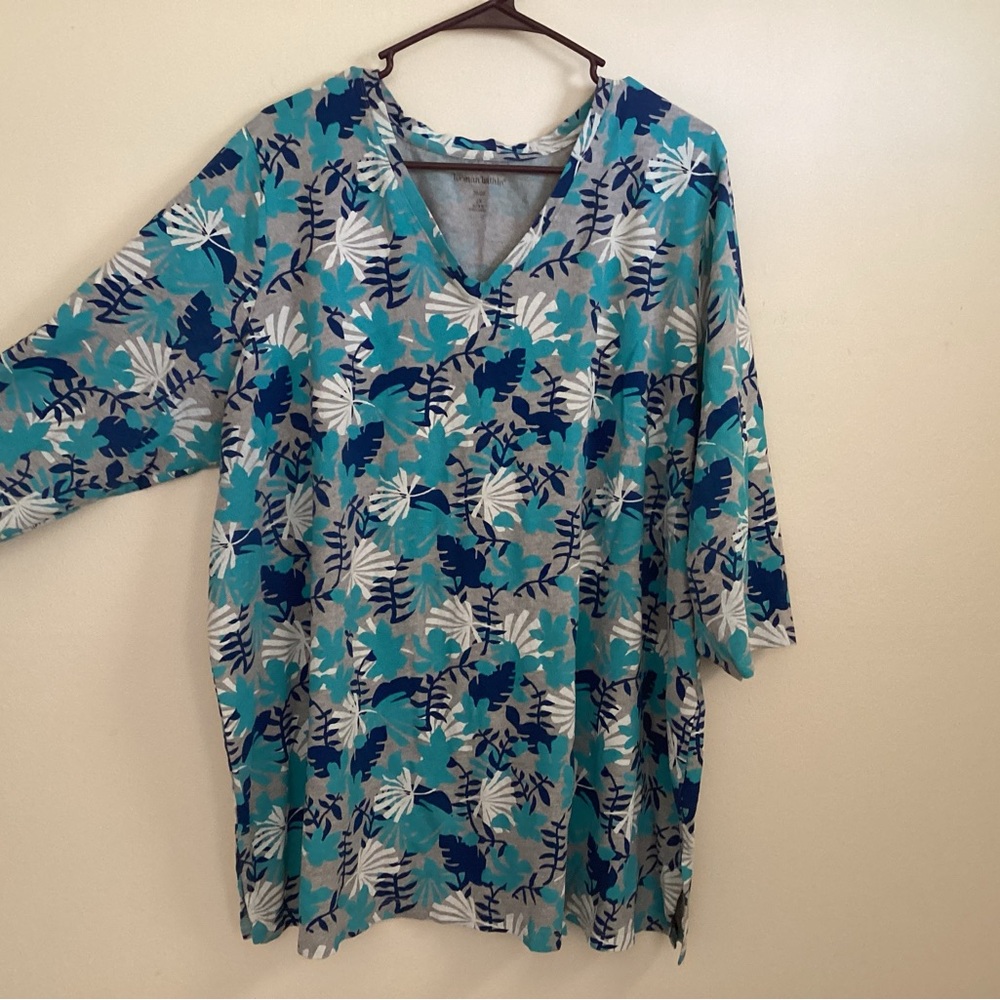 Woman Within Multicolor Patterned Top
